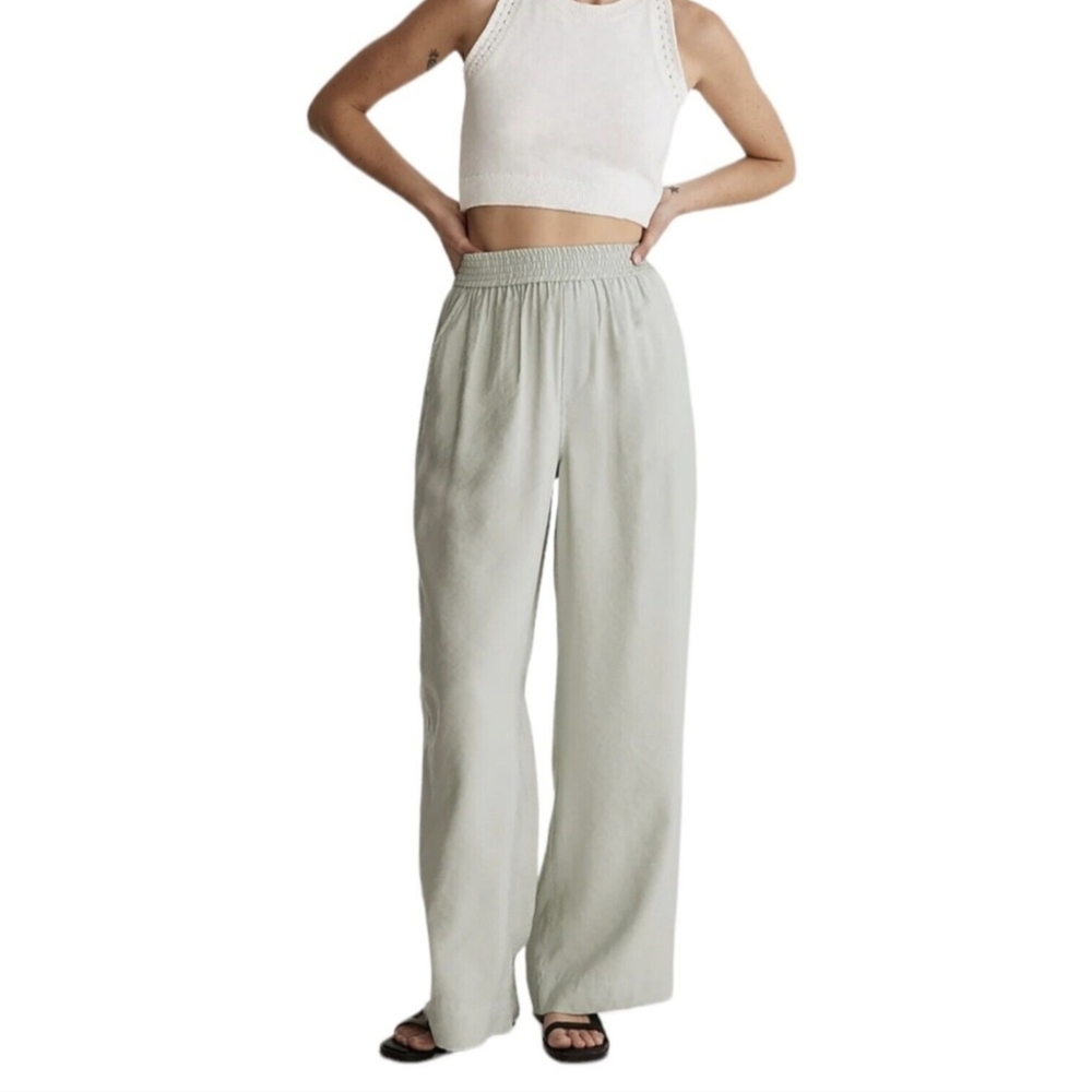 Madewell Womens Sage Green High Rise Carley Wide Leg Pants Size Large